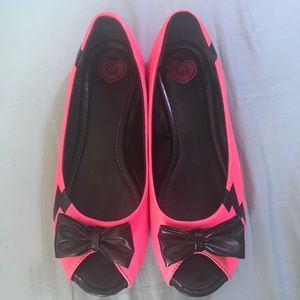 Peep Toe TUK hot Pink Flats